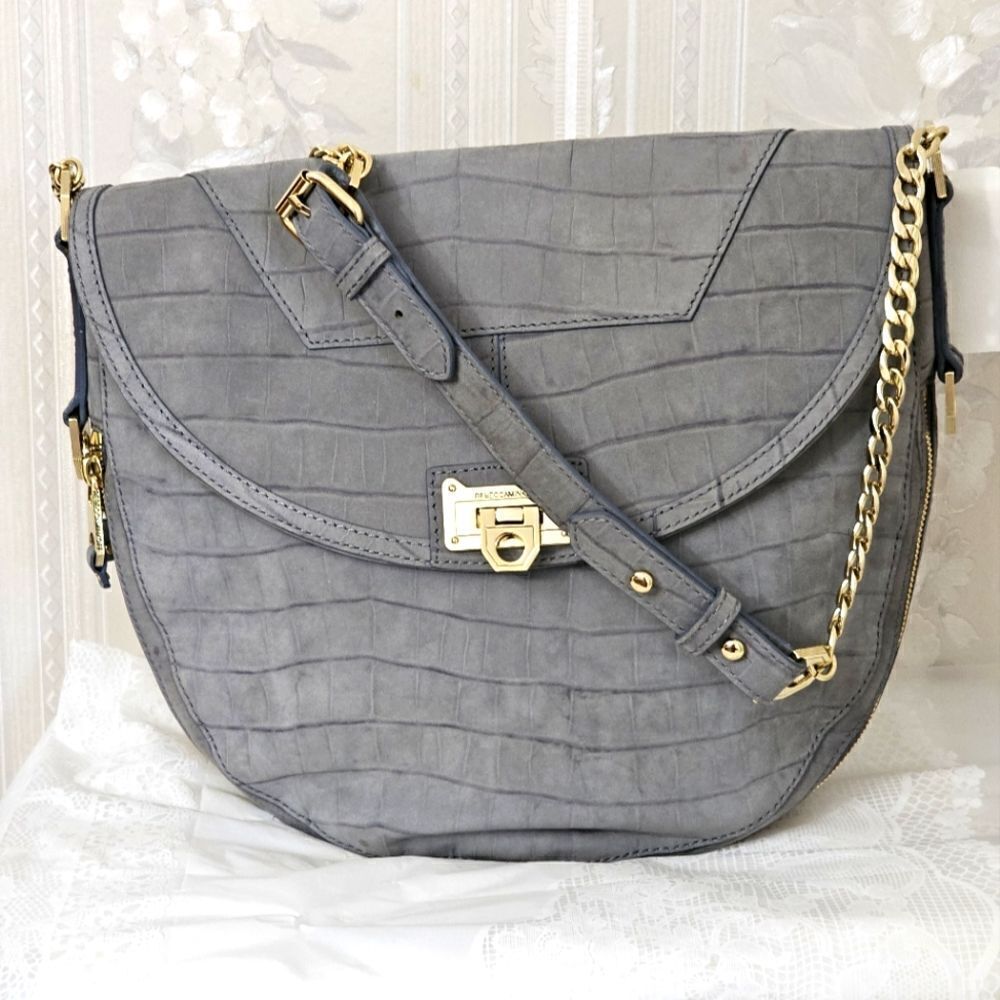 Rebecca Minkoff Collection Crocodile Embossed Suede Hobo Bag EUC